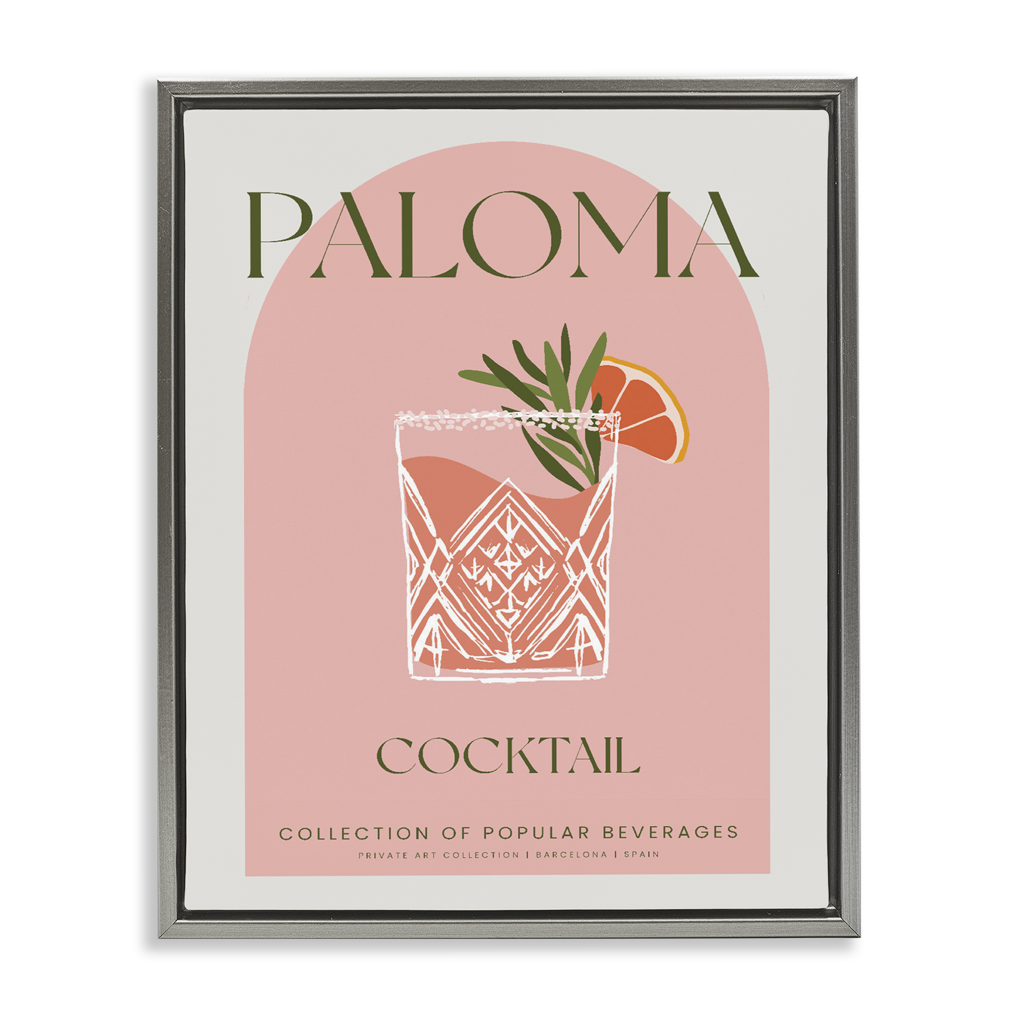 Stylish Retro Paloma Gray Framed Floater Canvas Wall Art, design by Lil' Rue