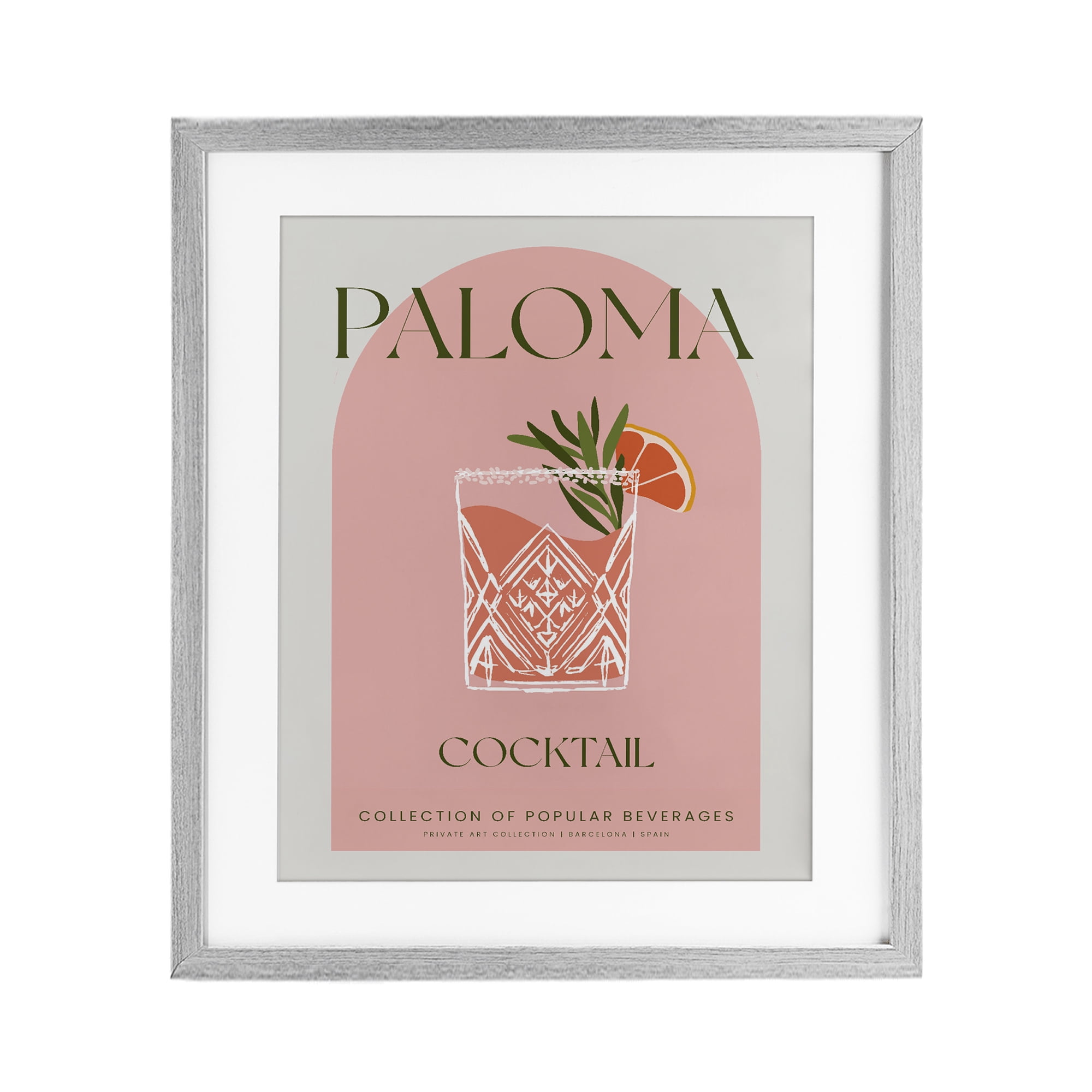 Stylish Retro Paloma Gray Framed Print Under Glass, design by Lil' Rue