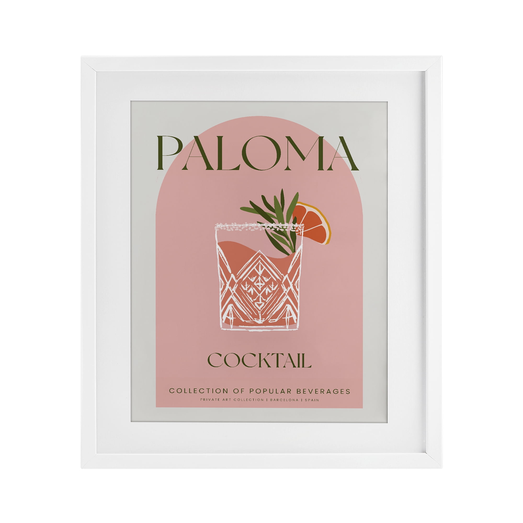 Stylish Retro Paloma White Framed Print Under Glass, design by Lil' Rue