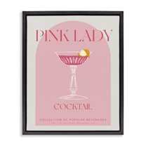 Stylish Retro Pink Lady Black Framed Floater Canvas Wall Art, design by Lil' Rue