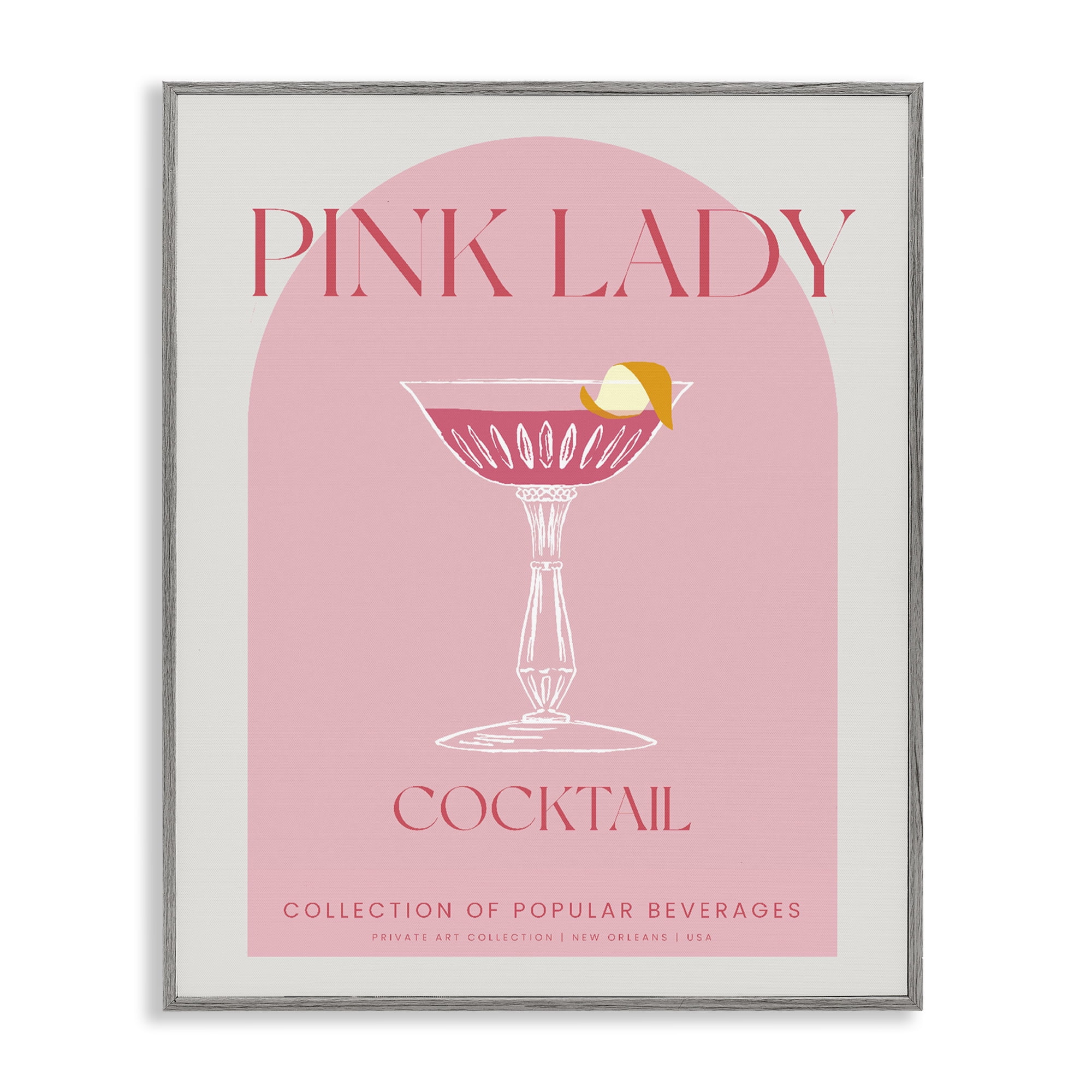 Stylish Retro Pink Lady Gray Framed Giclee Art, design by Lil' Rue