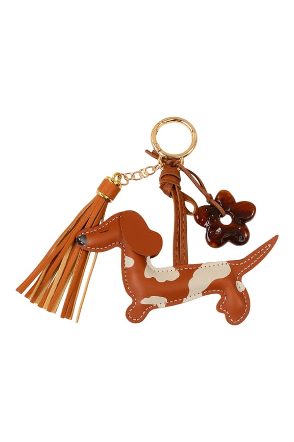 Stylish Retro Puppy Accessory For Purse Or Keychain Featuring Double Stitched Craftsmanship Dachshund Keyring