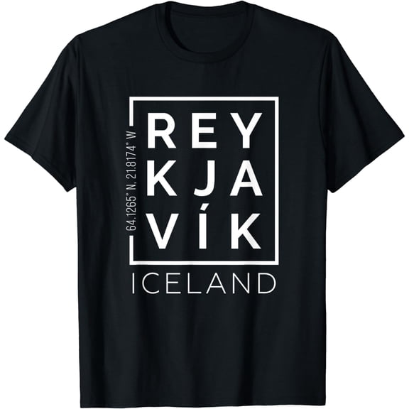 Stylish Reykjavik Iceland City Coordinates Souvenir T-Shirt