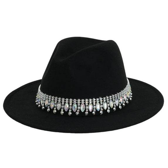 Stylish Rhinestone Cowboy Hat for Men and Women - Western Party Accessory with Flat Brim for Country Dance