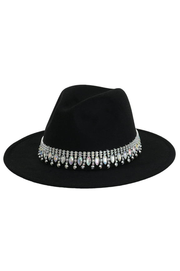 Stylish Rhinestone Cowboy Hat for Men and Women - Western Party Accessory with Flat Brim for Country Dance