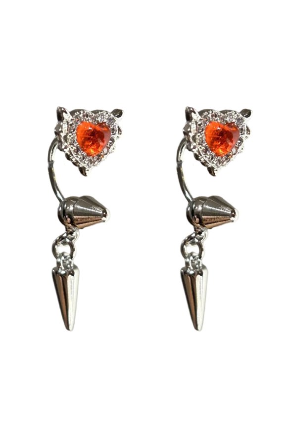Stylish Rhinestones Embellished Heart Wing Ear Bone Nails For Women Crystal Cartilage Studs Earrings Trendy Jewelry