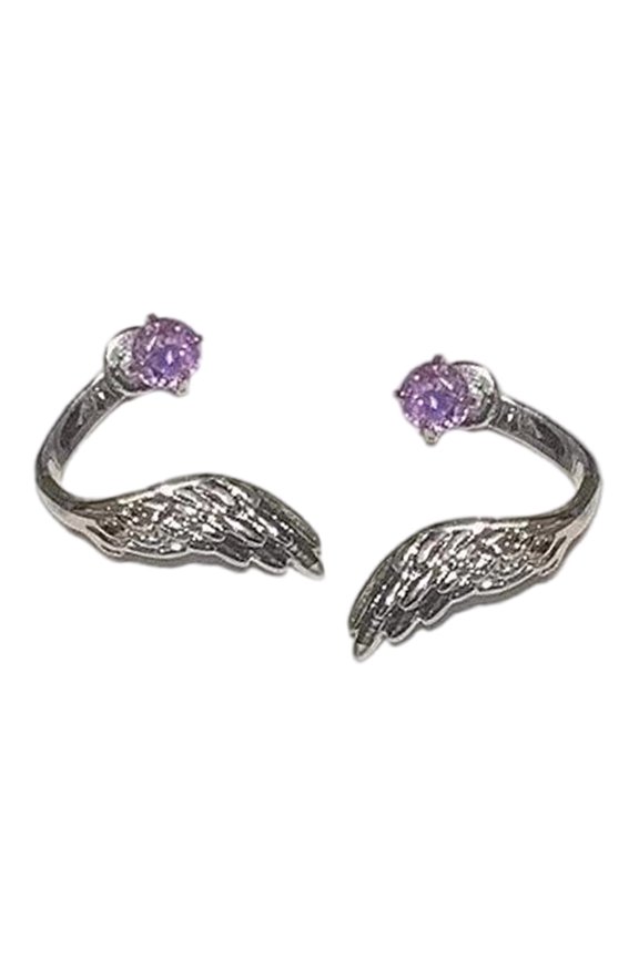 Stylish Rhinestones Wing Shaped Piercing Earrings Metal Ear Bone Jewelry For Sensitive Skin Trendy Alloy Accessories