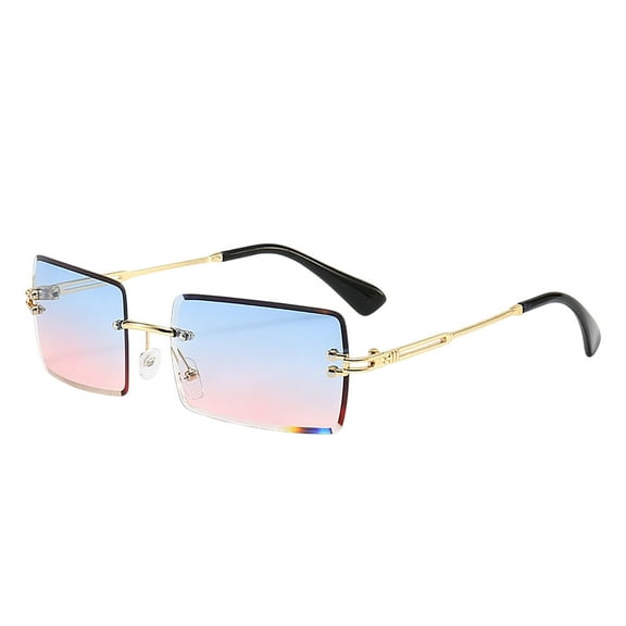 Stylish Rimless Rectangle Sunglasses for Outdoor Activities - Unisex Fashion Eyewear with Durable Metal Frames and PC