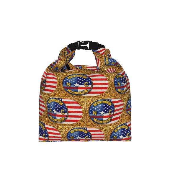 Stylish Roll-up Lunch Bag America-Carolina Flag Painted Insulated Lunch Tote with Handle and Buckle Bento Bag