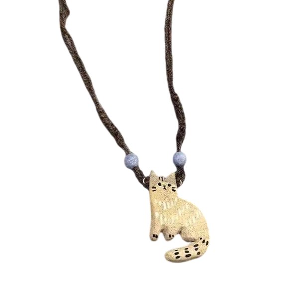 Stylish Rope Necklace Cats Shape Pendant Necklace Adjustable Length Necklace