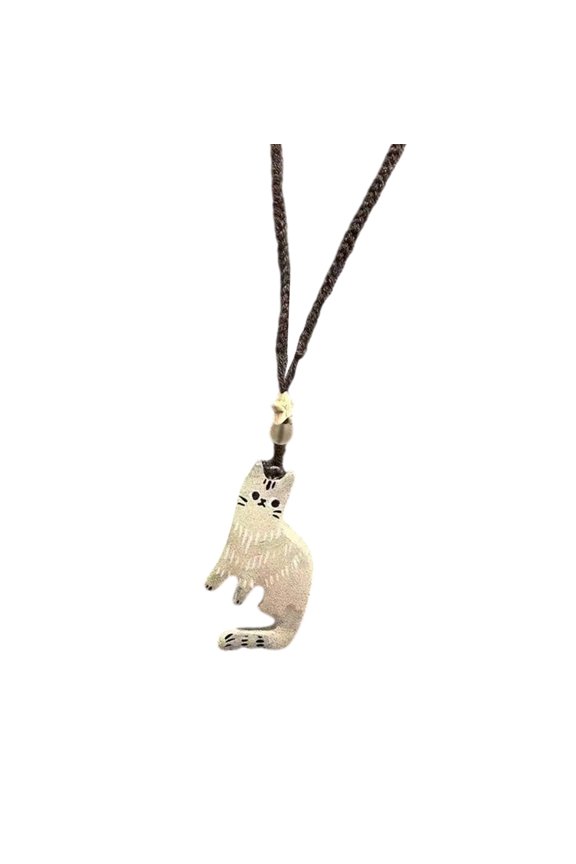 Stylish Rope Necklace Cats Shape Pendant Necklace Adjustable Length Necklace