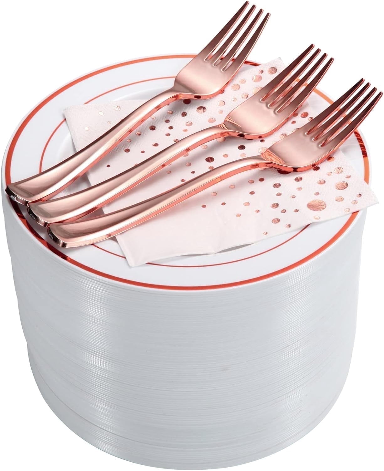 100-Piece Rose Gold Disposable Dessert Plates Set – 7.5 Inch Plates ...