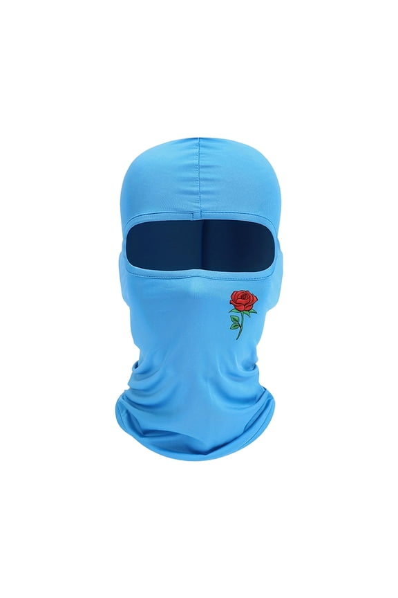 Stylish Rose Patterned Ski Mask Breathable Sun Protective Headwear For Cold Weather And Sports