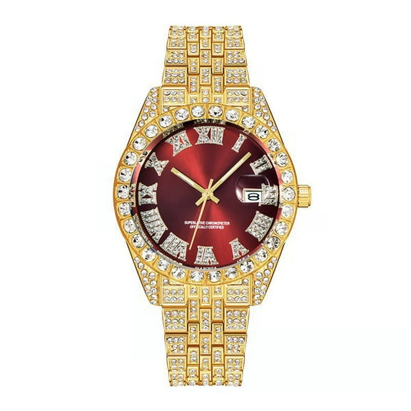 Stylish Round Dial Quartz Mens Crystal Watch - Date Display, Stainless Steel Strap, Alloy Case, Casual Style, Non-Waterproof, Timepiece for Everyday Wear