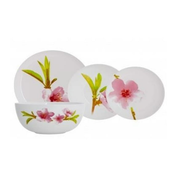 Stylish Round Durable Classic Kitchen Dinnerware Serving Platter Set for Indoor Outdoor Use - 19-pc Table Set, Water Color