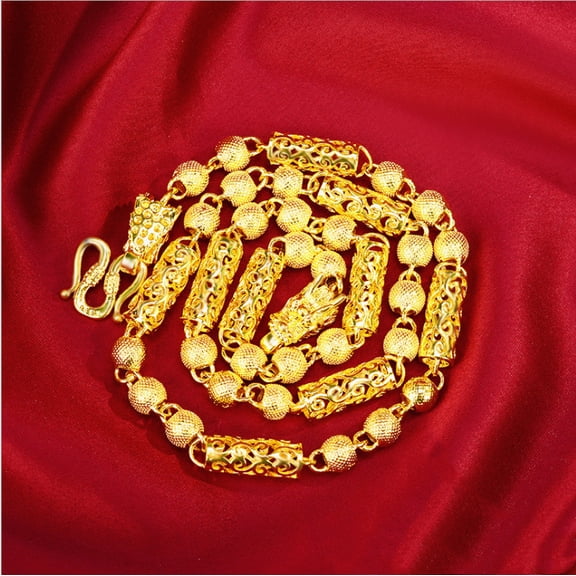 Stylish Sand Gold Plated Soft Titanium Men's Necklace with Aggressive Dragon Head Design