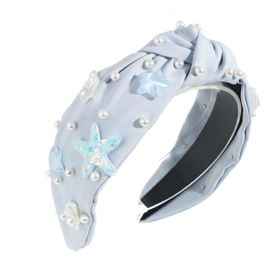 Stylish Sea Beach Shell Hairband For Women With Faux Pearls Knot Design