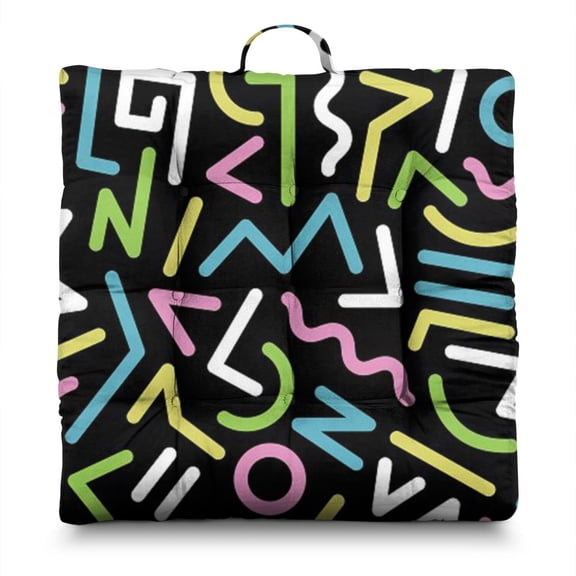Stylish Seat Cushion – 22x22 Inch Floor Pillow, Soft Dutch Velvet, Trendy Pop Art Design (Colorful Abstract Pattern for Contemporary Spaces)