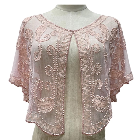 Stylish Sequins Capelet Exquisites Handmade Capes Vintage Glittering Shawl for Various Outfits and Occasion