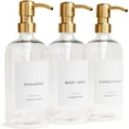 thumbnail image 1 of Stylish Shampoo and Conditioner Dispenser Set of 3 - Modern 21oz Shower Soap Bottles with Pump Labels Easy to Refill Body Wash Dispensers for an Instant Bathroom Decor Upgrade Clear, 1 of 4