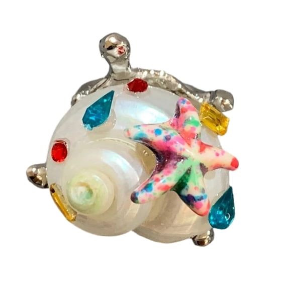 Stylish Shell Shape Adjustable Opening Rings Retro Design Stackable Shell Rings