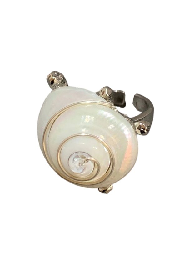 Stylish Shell Shape Adjustable Opening Rings Retro Design Stackable Shell Rings