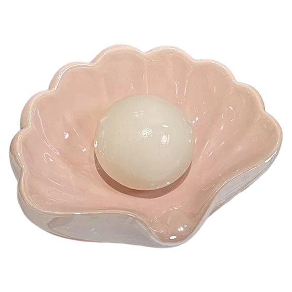 Stylish Shell Soap Holder Smooth Ceramic Construction Slanted Drying Rack