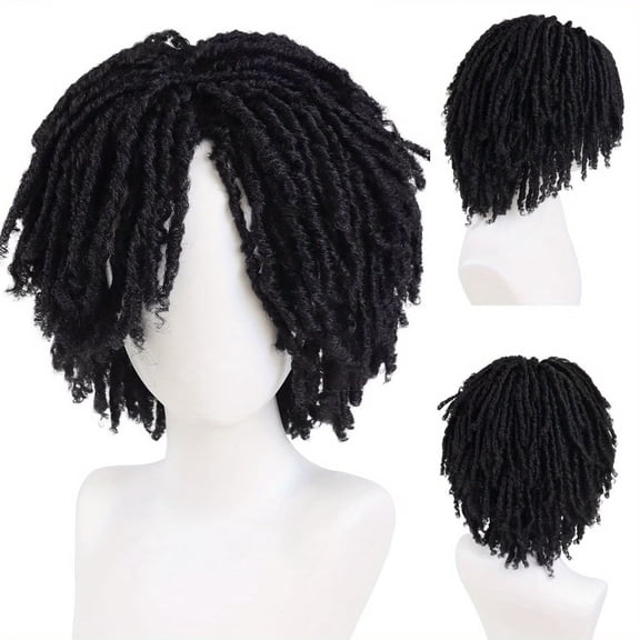 Stylish Short Black Dreadlocks Wig for Men | Twisted Braids for Cosplay and Parties