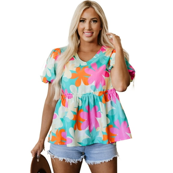 Stylish Short Sleeve V Neck Blouse - Perfect for Daily Wear and Vacations - [ZhiHiMeRi] | (US 4-6)S