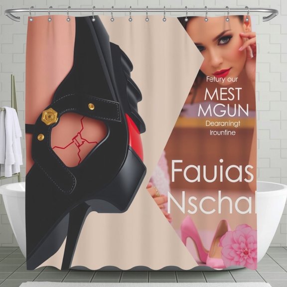 Stylish Shower Curtain with Futuristic -Heeled Shoes & Glamour Design