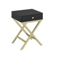 thumbnail image 1 of ACME Coleen 1-Drawer Metal Tube End Table in Black and Brass, 1 of 3