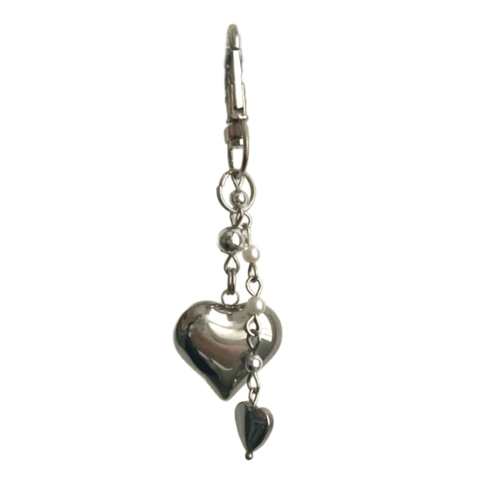 Stylish Silver Heart Bag Charm Elegant Silver Alloy Heart Shaped Bag Ornament for Shopping and Parties