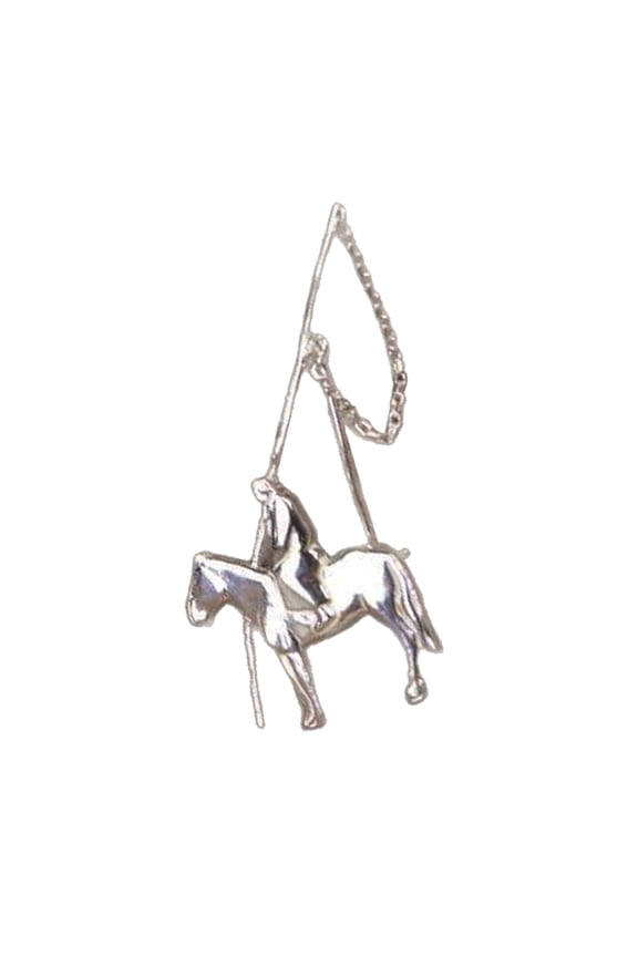 Stylish Silver Plated Mongolian Horse Lassoes Poles Brooch for Unisex Daily Enhancement
