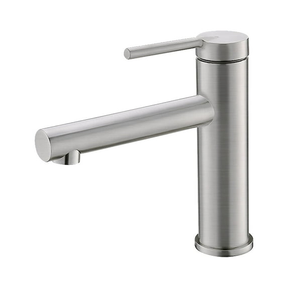 Stylish Single-Handle Brushed Stainless Steel Bathroom Faucet Height 6" B-108S