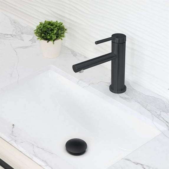 Stylish Single-Handle Matte Black Bathroom Faucet Height 6" B-108N