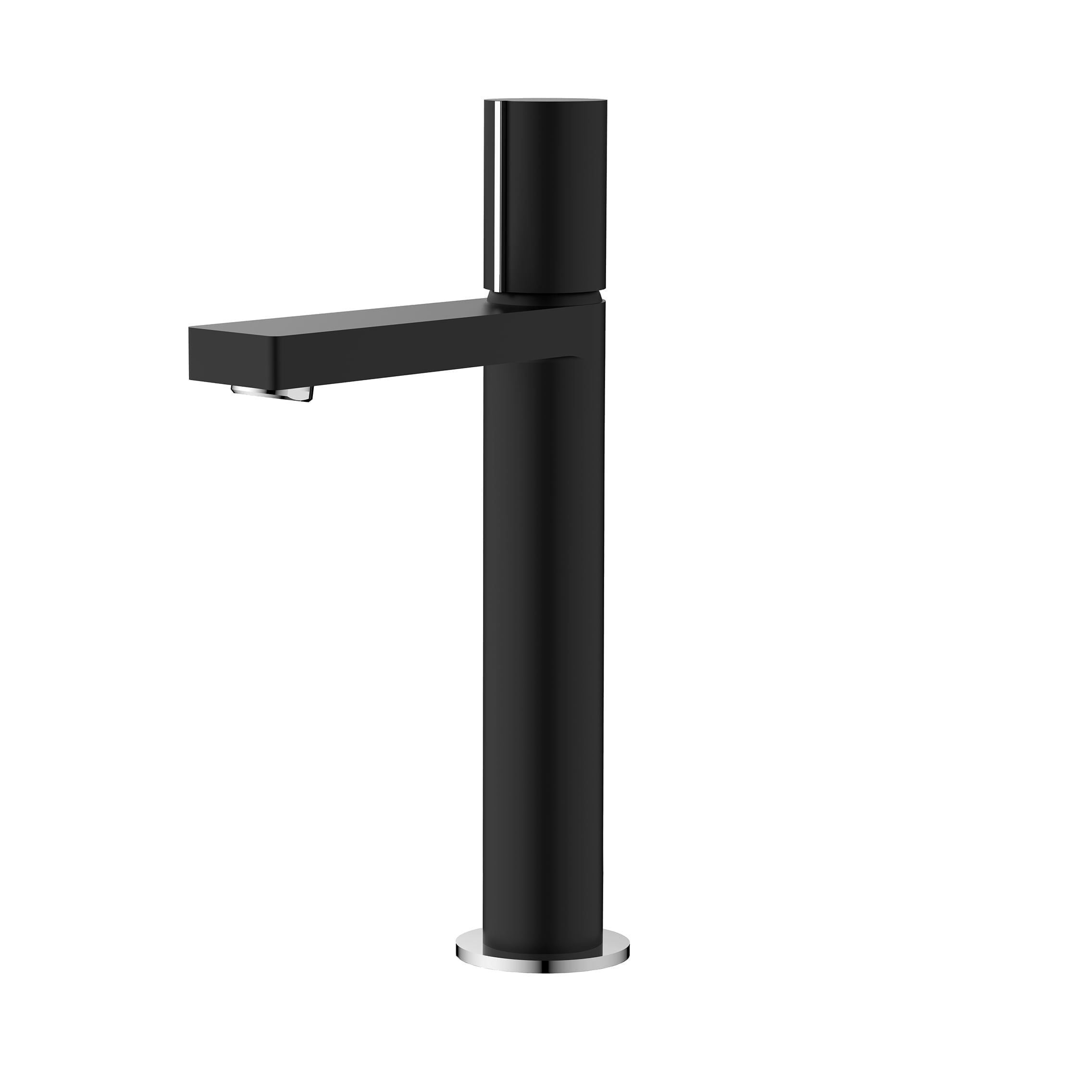 Matte Black and Chrome Single Handle Vessel Faucet