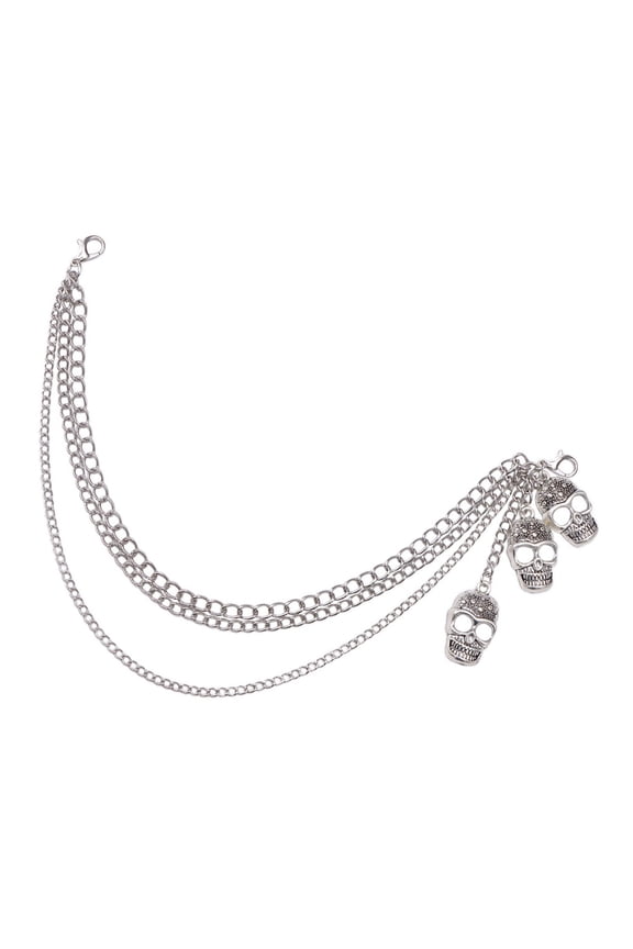 Stylish Skull Pendant Shoe Chain Metallic Multilayer Shoe Chain for Boot Casual Shoes Adult Unisex Punk Shoe Jewelry