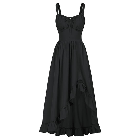 Halloween Court Dress for Women Renaissance Court Vintage Sleeveless Fitted Waist off Shoulder Ankle Length Halloween Lace up Corset Flowy Maxi Gothic Party Masquerade