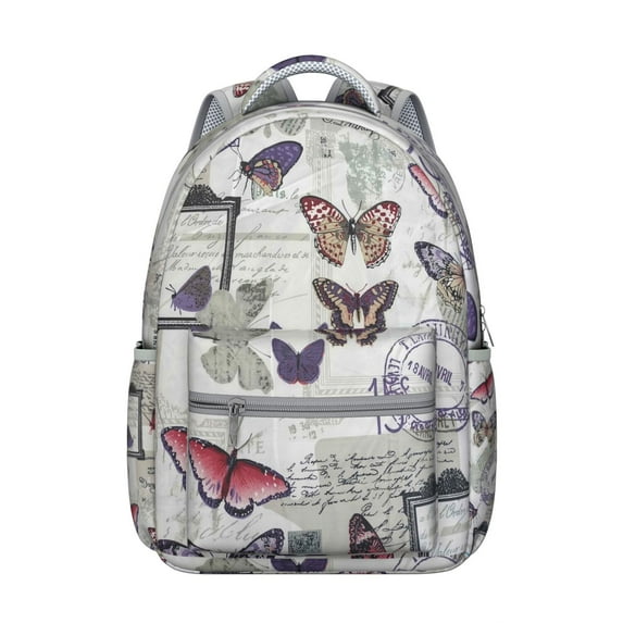 Stylish Small Backpack for School with Artistic Butterfly and Tropical Floral Patterns, Lightweight Travel Bag for Butterfly Lovers