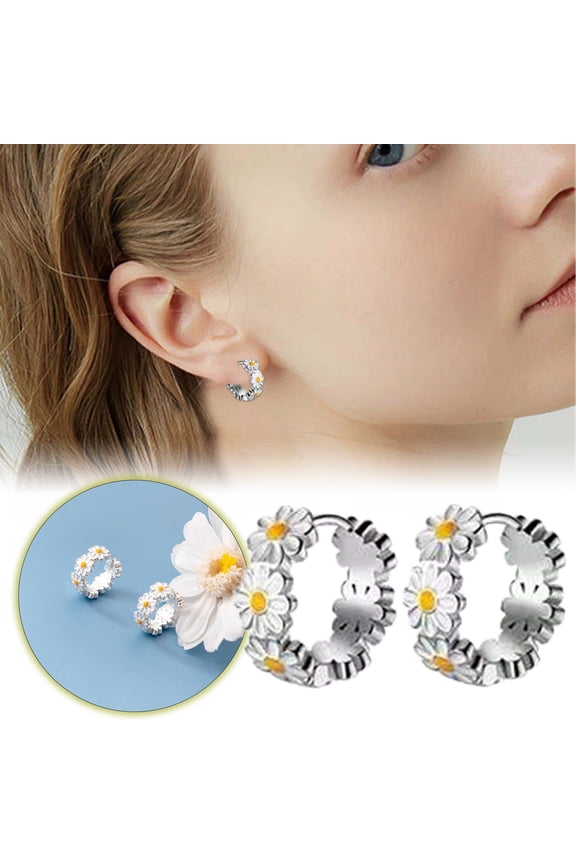 Stylish Small Earrings for Women - White Epoxy Flower Design - Elegant Temperament Accessories for Fashion Lovers