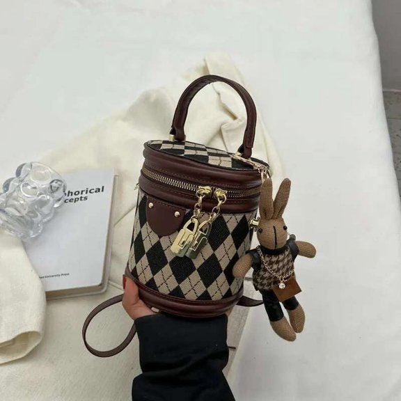 Stylish Small Unisex Tote Bag with Grid Design - Durable Material, Ideal for Casual Use