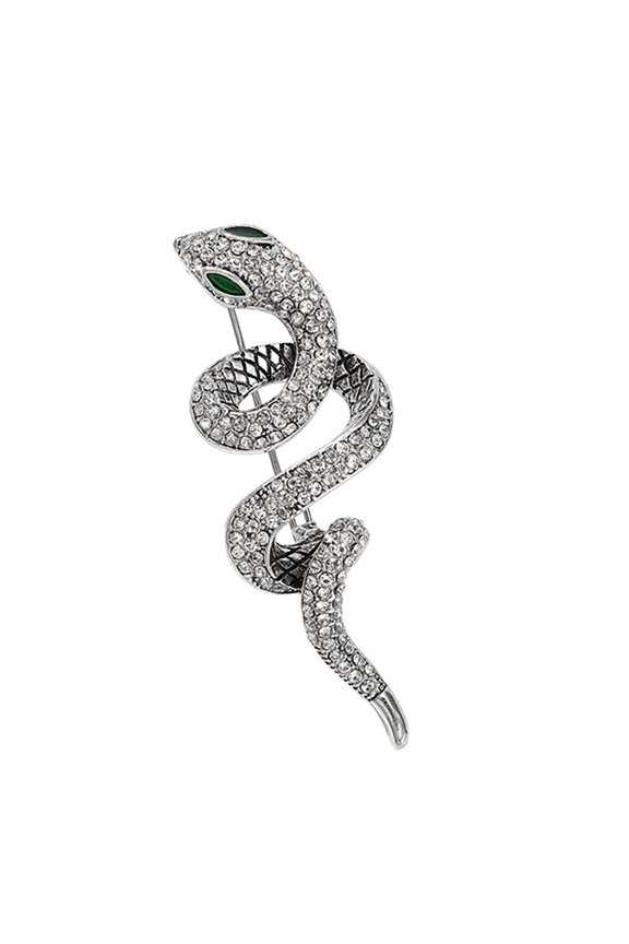 Stylish Snake Brooch Pins Accessory Fashionable Snake Brooch Pin Rhinestones Inlayed Lapel Pin For Any Occasion