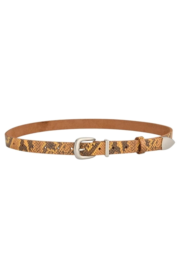 Stylish Snake Embossed Belt With Geometric Pin Clasp For Men Women