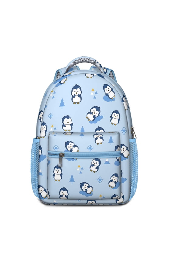 Stylish Snowflake Print Backpack for Teens - Waterproof & Breathable School Bag with Spinal Support, Penguin Decorated Lightweight Daypack