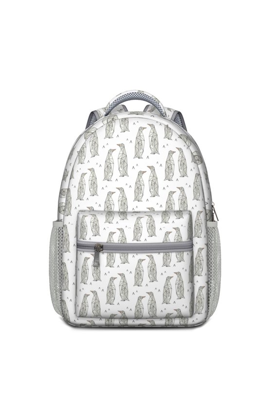 Stylish Snowflake Print Backpack for Teens - Waterproof & Breathable School Bag with Spinal Support, Penguin Decorated Lightweight Daypack