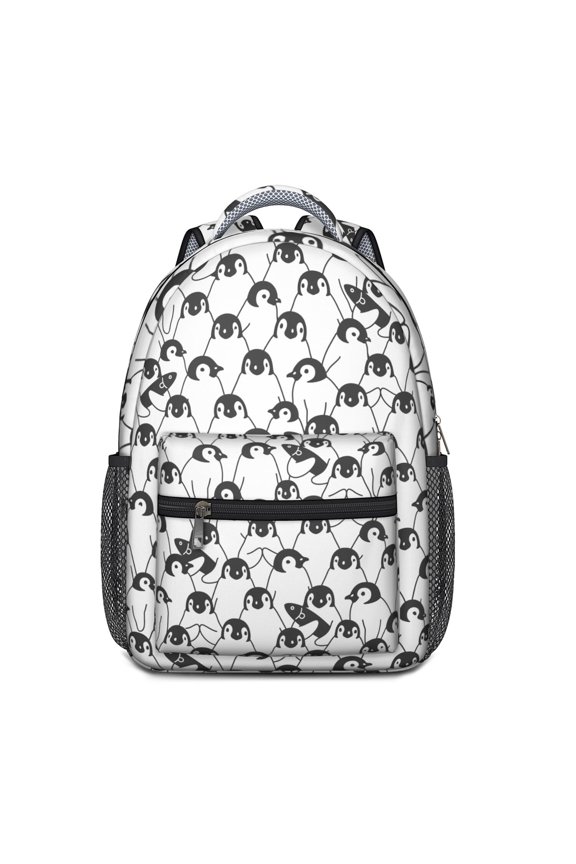 Stylish Snowflake Print Backpack for Teens - Waterproof & Breathable School Bag with Spinal Support, Penguin Decorated Lightweight Daypack
