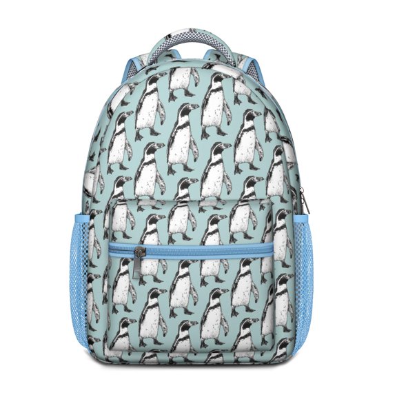 Stylish Snowflake Print Backpack for Teens - Waterproof & Breathable School Bag with Spinal Support, Penguin Decorated Lightweight Daypack