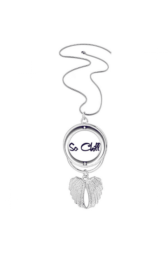 Stylish So Chill So cool Art Deco Fashion Pendant Angel Wings Rotating Necklace Jewelry