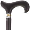 thumbnail image 1 of Stylish Soft Genuine Leather Grip Black Cane - Comfortable Leather Handle & Shaft - Luxurious Black Derby Handle - Silver & Brass Collar - 37.5 Inches Long, 1 of 7