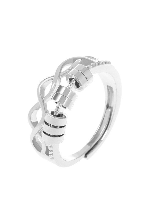 Stylish Spinner Rings for Women Anxieties Relief Rotating Beads Adjustable Open Rings Daily Wear Jewelry Piece